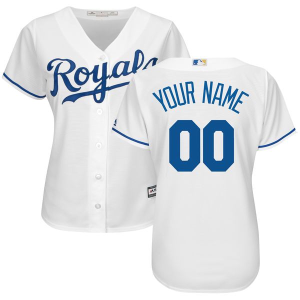 Women Kansas City Royals Majestic White Home Cool Base Custom MLB Jersey